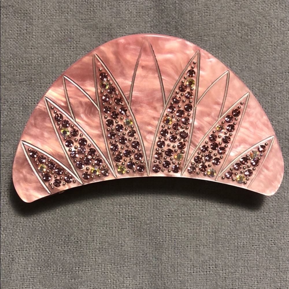Pearly Pink Hairclaw with Pink Rhinestones